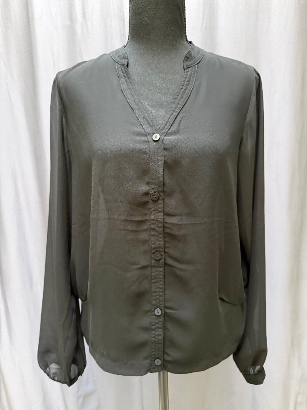 NWT W118 Walter Baker Paige Black Sheer Button Front Blouse Size S